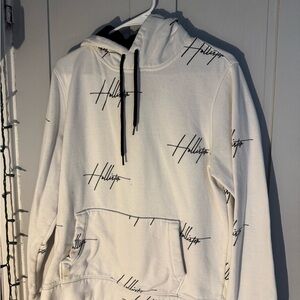 Hollister White Hoodie with Black Logo